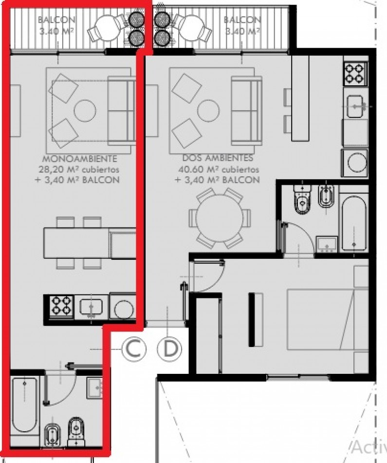 MONOAMBIENTE EN CONSTRUCCION 1° PISO